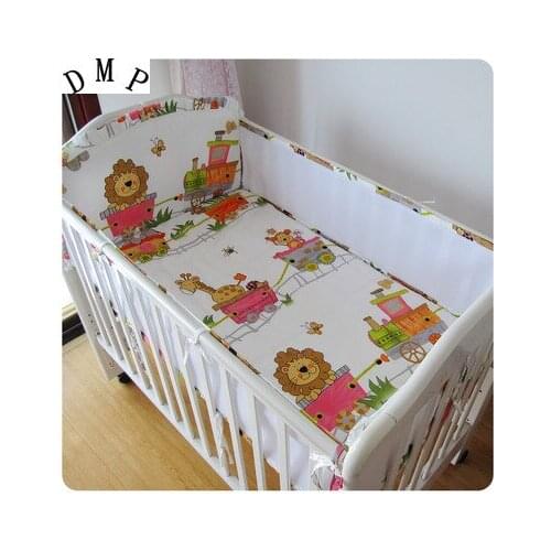 Promotion! 5PCS Mesh Lion Baby crib bedding set Bed set 100% cotton Newborn Bed sheet cot bumper set,include(4bumpers+sheet)