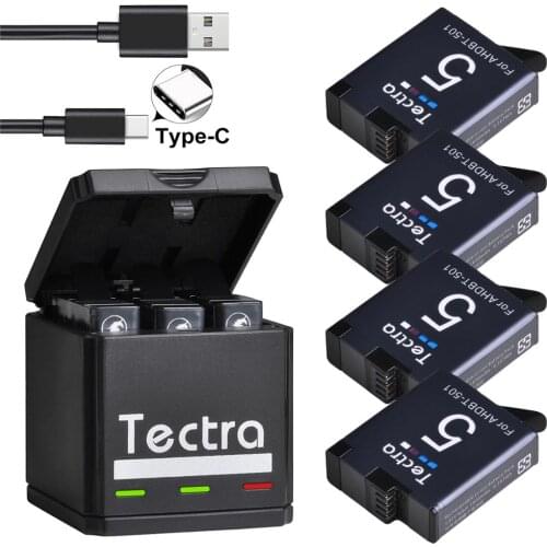 For GoPro Hero 8 Hero7 Hero 6 hero 5 Battery+USB Triple Charger&Type C Port for GoPro Hero7 6 5 Action Cameras AHDBT-501 Battery