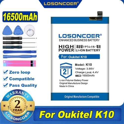 100% Original LOSONCOER 15500mAh For Oukitel K10 Battery Free Tools