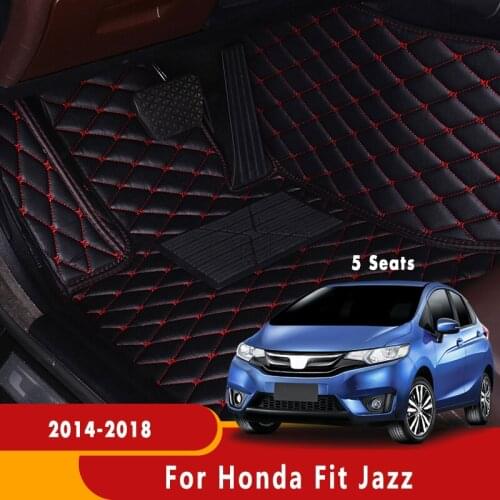 Auto Carpet Car Styling Artificial Leather Rug Dash Car Floor Mats For Honda Fit Jazz (5 Seats) 2014 2015 2016 2017 2018
