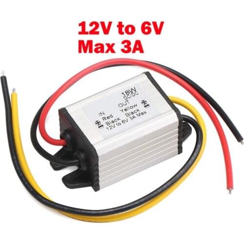 Car Power Converter Buck Voltage Regulator 12V to 6V Converter 3A 18W Waterproof High Efficiency Step Down Volt Module Power