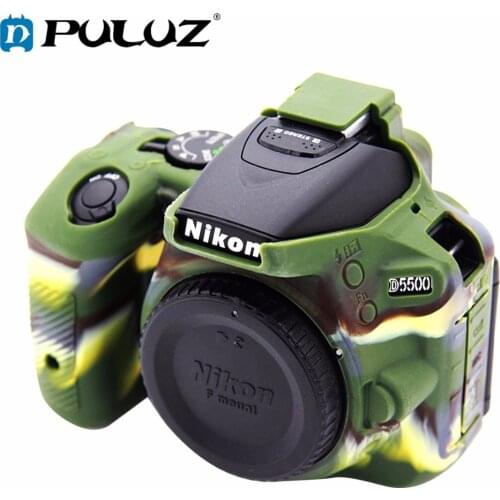 PULUZ Cover Case For Nikon D5500 Soft Silicone Rubber Camera Protective Body Cover Case Skin Camouflage Yellow Camera Bag