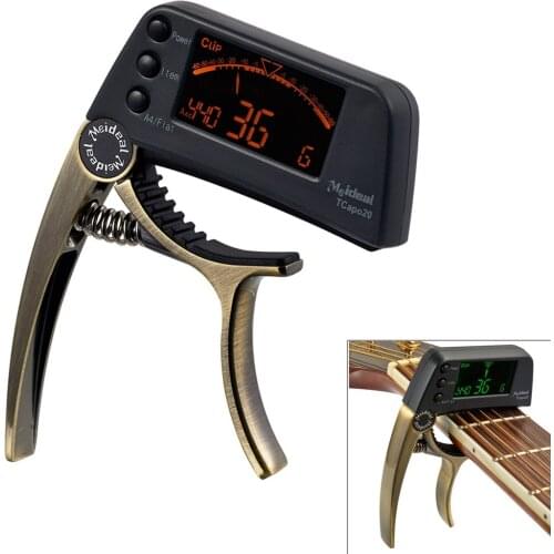 Guitar Tuner Capo 2 IN 1 Large LCD Screen Double Colors Backlighting Zinc Alloy Guitar Capo for Guitar Bass Chromatic