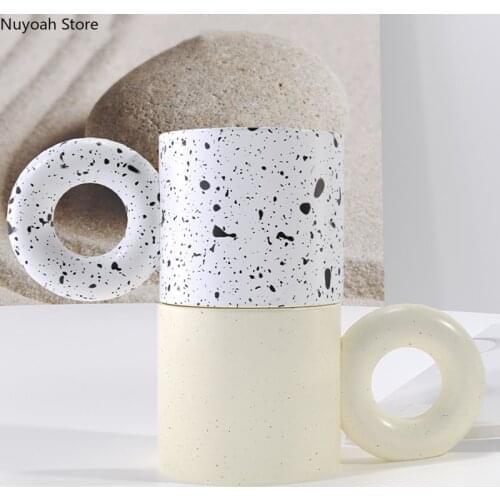 Nordic Cute Ceramic Mug Creative Handle Coffee Cup Household 300ml Water Cup Living Room Coffee Table Decoration Accessories