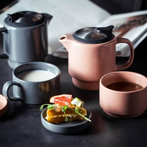 Coffee Pot Cup Kit Ceramic Mug Tea Cup Set Tumbler Caneca Retro Teacup Tableware Office Dessert Tea Set Simple Mini Water Kettle