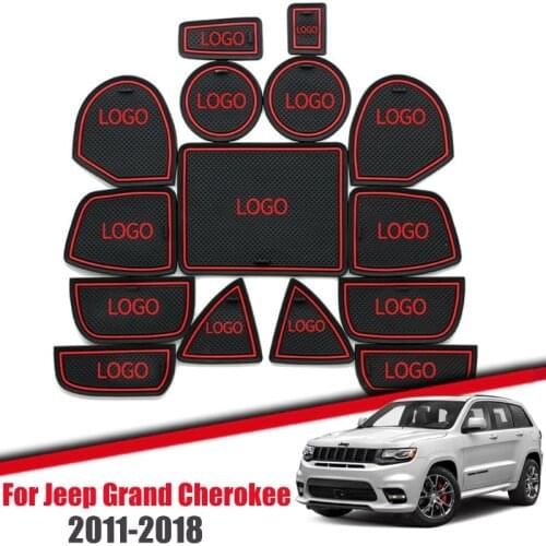 Gate Slot Pad For Jeep Grand Cherokee WK2 2011-2018 Anti-Slip Rubber Mat Cup Cushion Door Groove Mats Red White