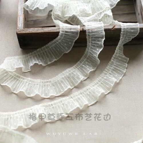 2M White Black Grey Yellow Embroidery Lace Fabric GuipureDot Lace Ribbon Trim Sewing Accessories for Dress Encaje Dentelle 4cm