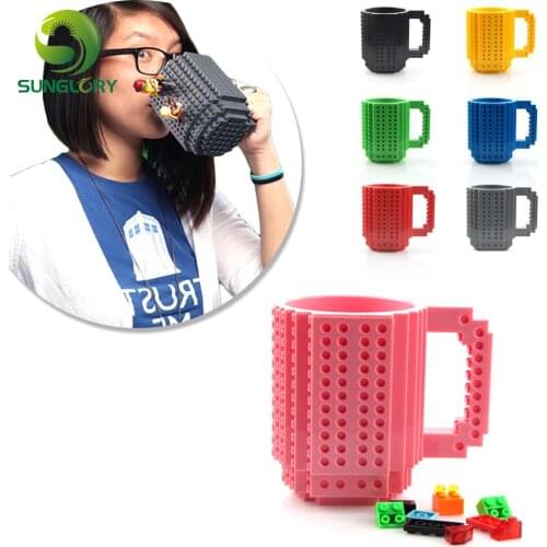 Build-On Brick Mug DIY PUZZLES Mug Building Blocks Coffee Cup 350ml Creative Drinkware BPA Free Personality Frozen Water Cup Toy