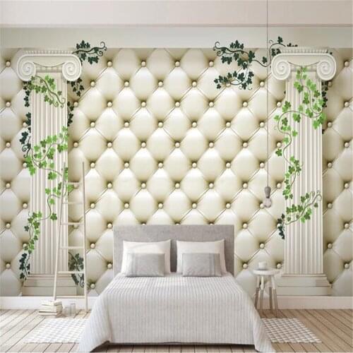 Milofi customized 3D wall decoration European Roman column living room soft package TV background wall