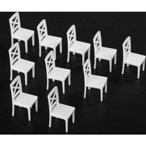10Pcs 1:25 Scale Miniature Dollhouse Wooden Rocking Chair Model White Mini Dollhouse Furniture Home Decor Gift for Kids 16*34mm