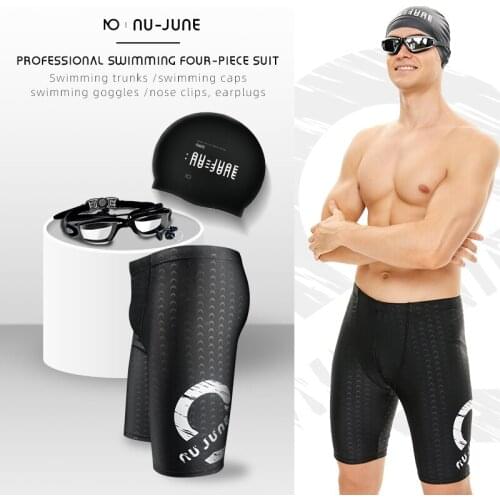 Nu-June Men Swimwear Tight Swim Trunks Quick Dry Swimming Shorts Mens Swimsuit Boys Beach Shorts Swim Trunks Competitives Pants