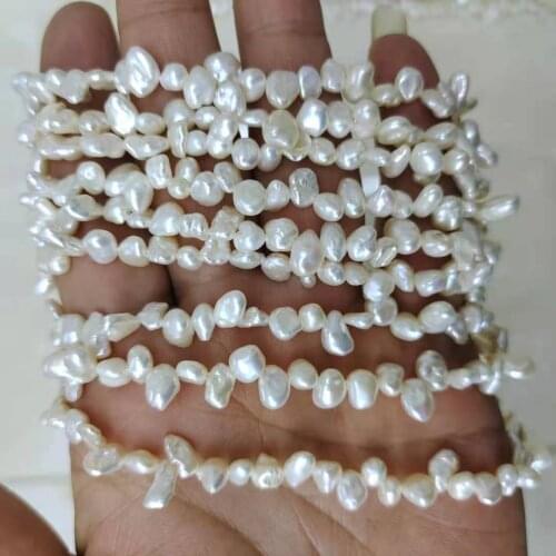 Nature pearl 37 CM,4-6 mm KESHI baroque pearl A grade 100% nature freshwater pearl in strand