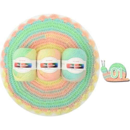 2021 New Soft Worsted Yarn Rainbow Gradient Colors DIY Baby Knitting Wool Shawl Scarf Sweater Crochet Thread Supplies
