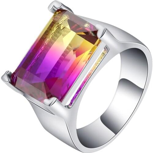 Multicolor cz Crystal Ring For Women&men anel silver color Wedding Rings Female Rainbow Color Stone Ring anillo Fashion Jewelry