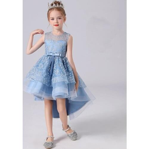 Baby Girl clothes Satin Princess Embroidery Flower Girl Dresses Sleeveless Prom Gowns Birthday Party Dresses With Dovetail
