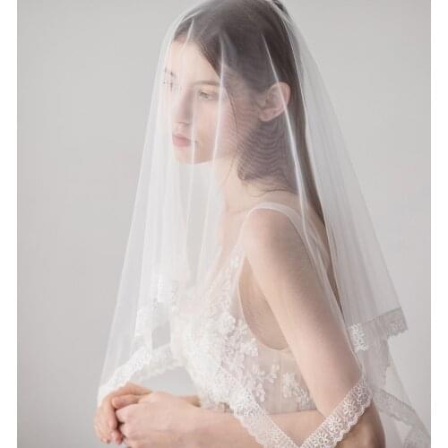 SLBRIDAL One Layer Wedding Veils With Combs Ivory Bridal Veils Wedding Accessories For Bride Mariage Women