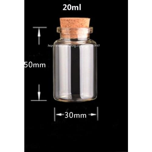 10 Pcs/Lot Clear empty glass bottle with wood cork With Cork DIY Transparent Jars Containers Vials Diameter 30mm 10ml 15ml 20ml