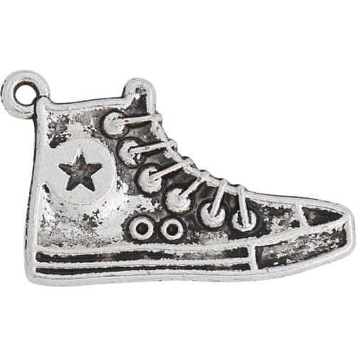 RAINXTAR New Alloy Sneaker Shape Pendant Charms For Runner Vintage Sport Charms 30*20mm 10pcs AAC1295