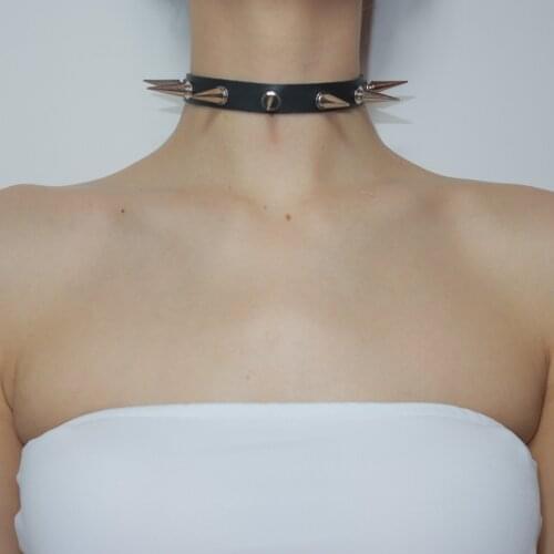 Sexy Punk Rivet Alternative Metal PU Leather Collar Slave Costume BDSM Bondage Necklace Neckband Sex Toys Harajuku Accessories