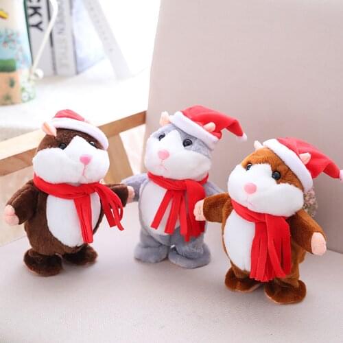 Funny Talking Hamster Stuffed Plush Animal Doll Sound Walking Speaking Record Repeat Educational Voice Changing Toys 2021