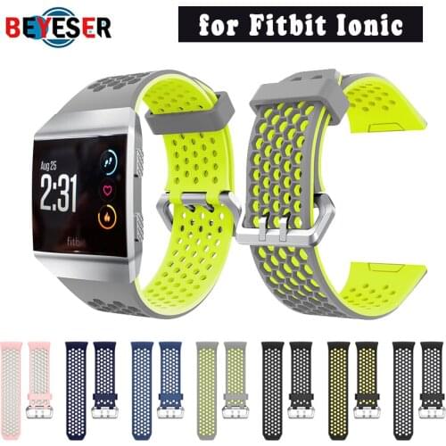 Sport Watch Bands Lightweight Ventilate Silicone Bracelet for Fitbit Ionic Smartwatch Adjustable Replacement Bangle Accessory