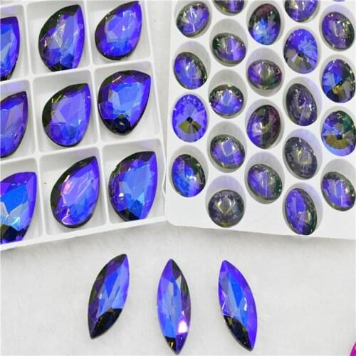 Grey AB Strass Crystal Teardrop navette glass Stones Clothing Crafts jewels making rhinestones