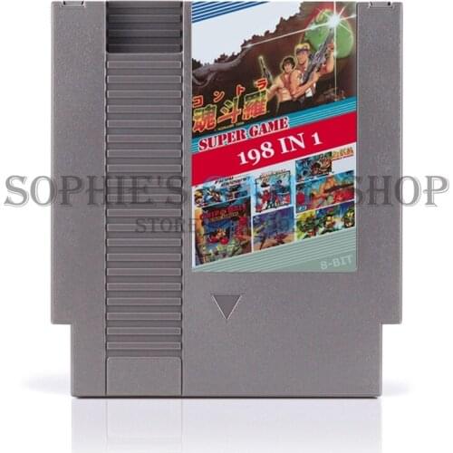 Super 198 In 1 No Repeated Games Region Free Game Card For 72 Pin 8 Bit Game Player
