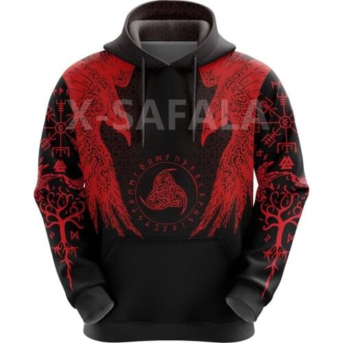 X-Safala Raven Odin Triskele Tree Viking 3D All Printed Hoodie 2 Man Harajuku Outwear Zipper Pullover Sweatshirt Casual Jacket
