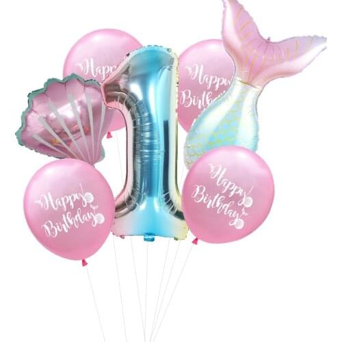 1 Set Mermaid Ariel Cartoon Balloons Princess Foil Balloon 40Inch Number Baby Girl Pink Air Baloes Birthday Party Decor Kids Toy