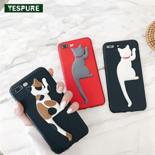 YESPURE Free Shipping Shockproof 3D Girl Animal Matte Tpu+Acrylic Conque For Iphone 7 8 Funny Capa Case