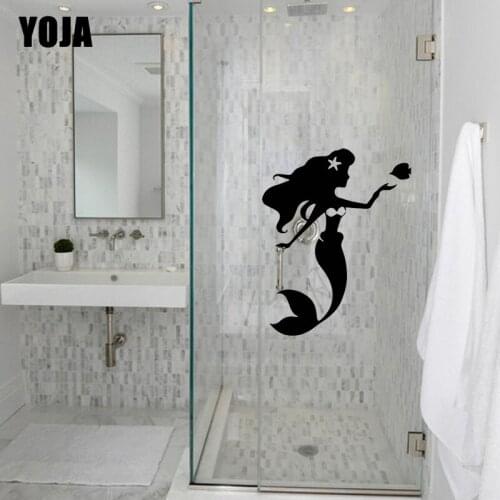 YOJA 23x17.6CM Bathroom Glass Decoration Childrens Mermaid Wall Stickers G2-0013