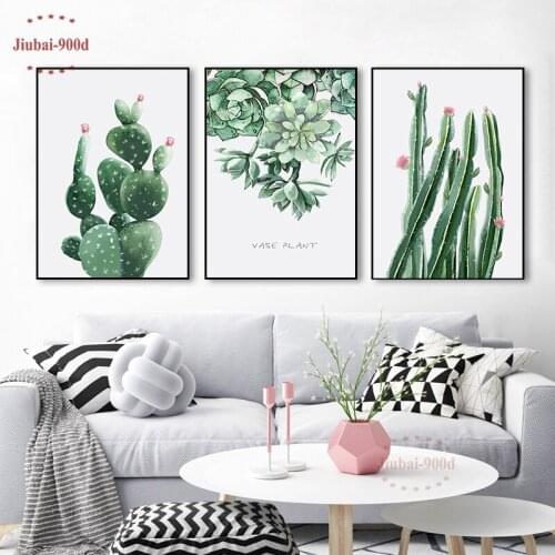 Green Plant Cactus Pictures Nordic Posters and Prints Decorative Nordic decoration Home Wall Pictures For Living Wall Art SAN120