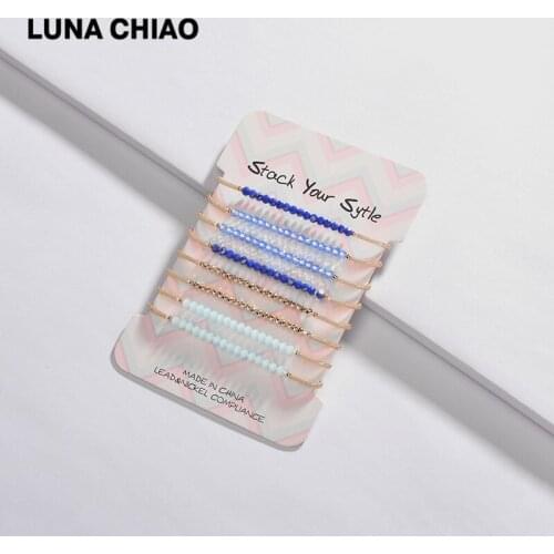LUNA CHIAO Fashion Jewelry stacked Bracelets for Women Multiple Layering Elastic Glass Beaded Bracelet