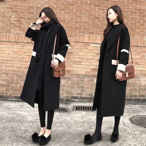 Winter Women Casual Woolen Jacket Coat Fashion Female Pockets Jackets Large Size Long Woolen Womens Outerwear Females Overcoat