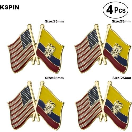 U.S.A.& Ecuador Friendship Flag Pin Lapel Pin Badge Brooch Icons 4pcs