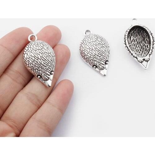 10PCS Antique Cute Hedgehog Charm Pendant for Necklace Jewelry Findings Making 36x20mm