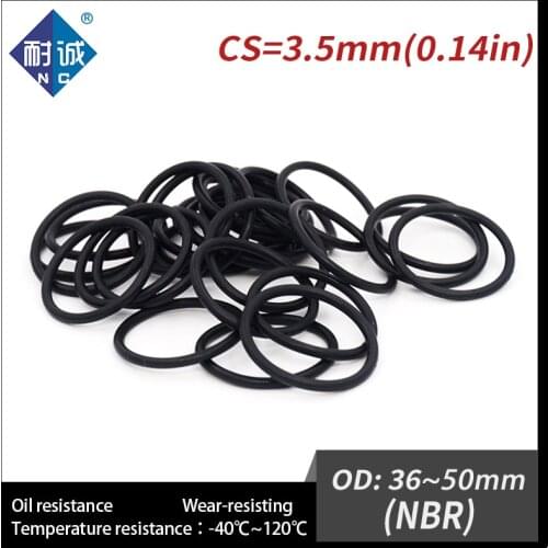 10PCS/lot Rubber Black NBR CS3.5mm OD36/37/38/39/40/42/43/44/45/46/47/48/49/50mm O Ring Gasket Oil resistant waterproof