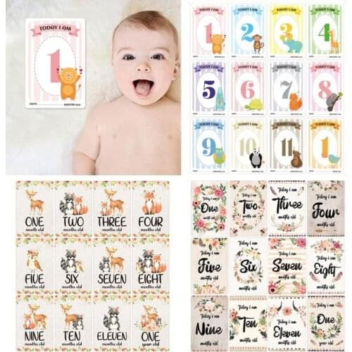 12 Sheet Baby Monthly Milestone Cards Birth to 12 Months Photo Moment Cards Unisex Boys Girls Photo Keepsake Landmark
