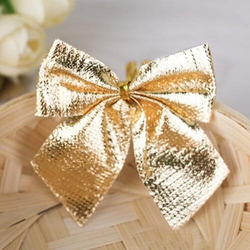 12PCS/ Set Bow Christmas Tree Decoration Xmas Bowknot holiday Party Wedding Ornament DIY Decoration Party Decor