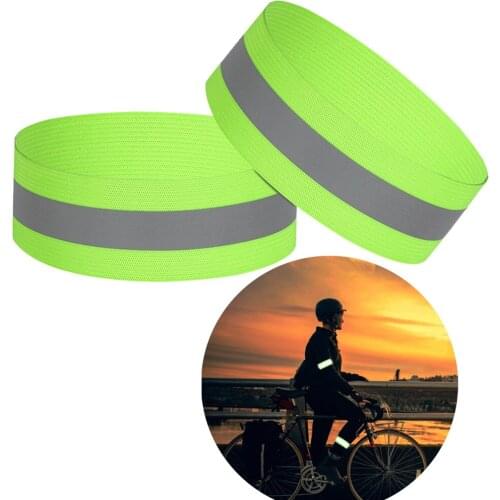 2 Pieces Reflective Wristbands Safety Reflector Straps Elastic Wristbands Armbands for Women Men