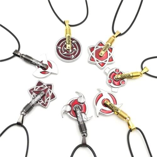 20PCS/Lot Wholesale Anime Pendant Necklace Kakashi Uchiha Writes Wheel Eyes Logo Choker For Fans Gifts Accessories