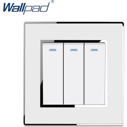 3 Gang Reset Switch Momentary Contact Doorbell Switches Function Luxury Acrylic Panel With Silver Border Wallpad Electric