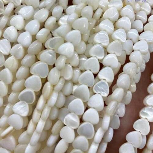 38-63Pcs 6/8mm Natural White Shell Love Heart Beads Mother Of Pearl Loose Spacer Beads For Jewelry Making DIY Bracelet Necklace