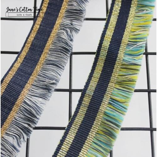5yards/lot goden tassel trim 3cm wide tassel webbing golden printed ribbon in morden style accessory for bag garment