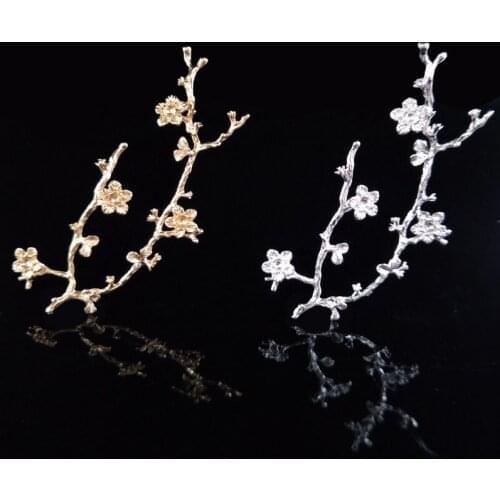 50pcs Plum Blossom Flower Alloy Metal Rhinestone Applique Flatback Vintage Hairpin Hair Clip Invitation Brooch Embellishment