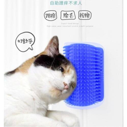 7@# Pet Comb Blue Cat Corner Groomer Scratching Rubbing Removal Massage Brush Pet Hairtrimming Pet Grooming Cleaning Supplies