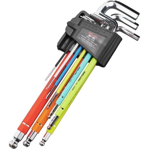 9Pcs 1.5mm-10mm Ball-End Hex Allen Key L Wrench Set Color Coded Torque Long Metric With Sleeve Hand Tools Bicycle Accessories