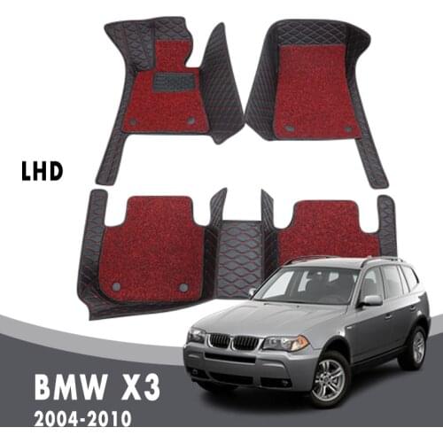 Car Floor Mats For BMW X3 2010 2009 2008 2007 2006 2005 2004 Double Layer Wire Loop Carpets Auto Interior Accessories Protector