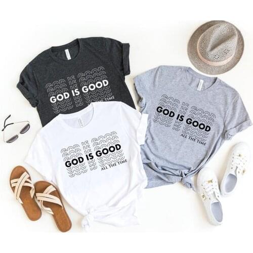 God is Good Christian T-Shirt cotton crewneck Short Streetwear sleeve cute fashion top tees women Ladies plus size Drop shipping