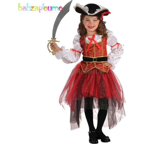 Babzapleume Brand Girls Childrens Clothes Kids Dance Clothing 4pcs/set Toddler Halloween Pirate Cosplay Party Costume 2-8T Y001
